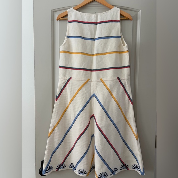 Tory Burch Blaine Embroidered Linen Cotton Tassel Dress - White - Size 4 - Picture 14 of 17